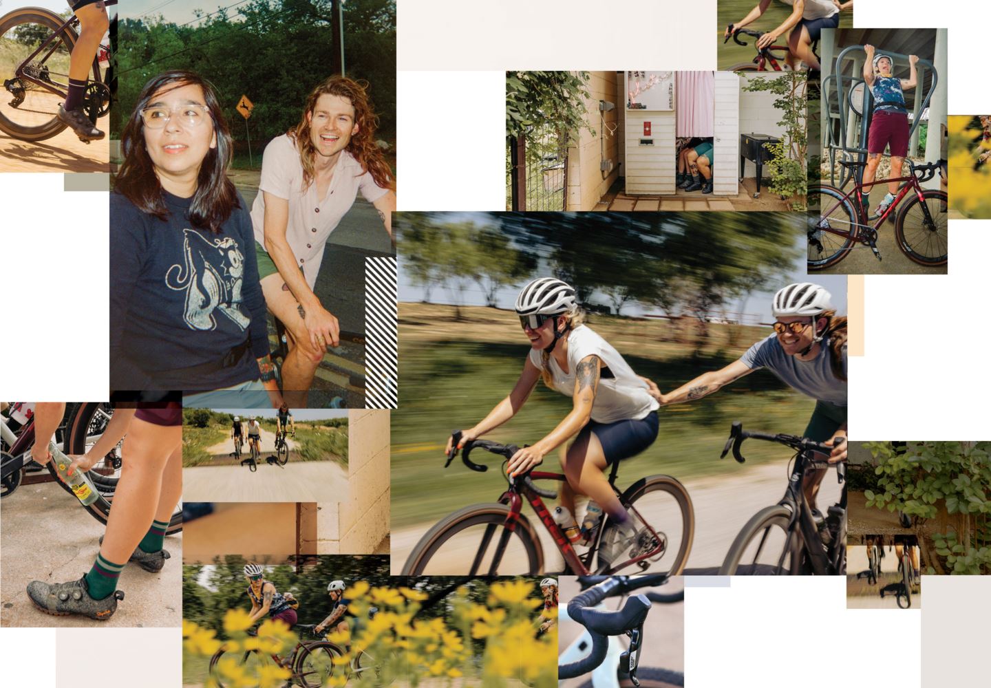 A collage of images from a gravel ride in Austin, Texas