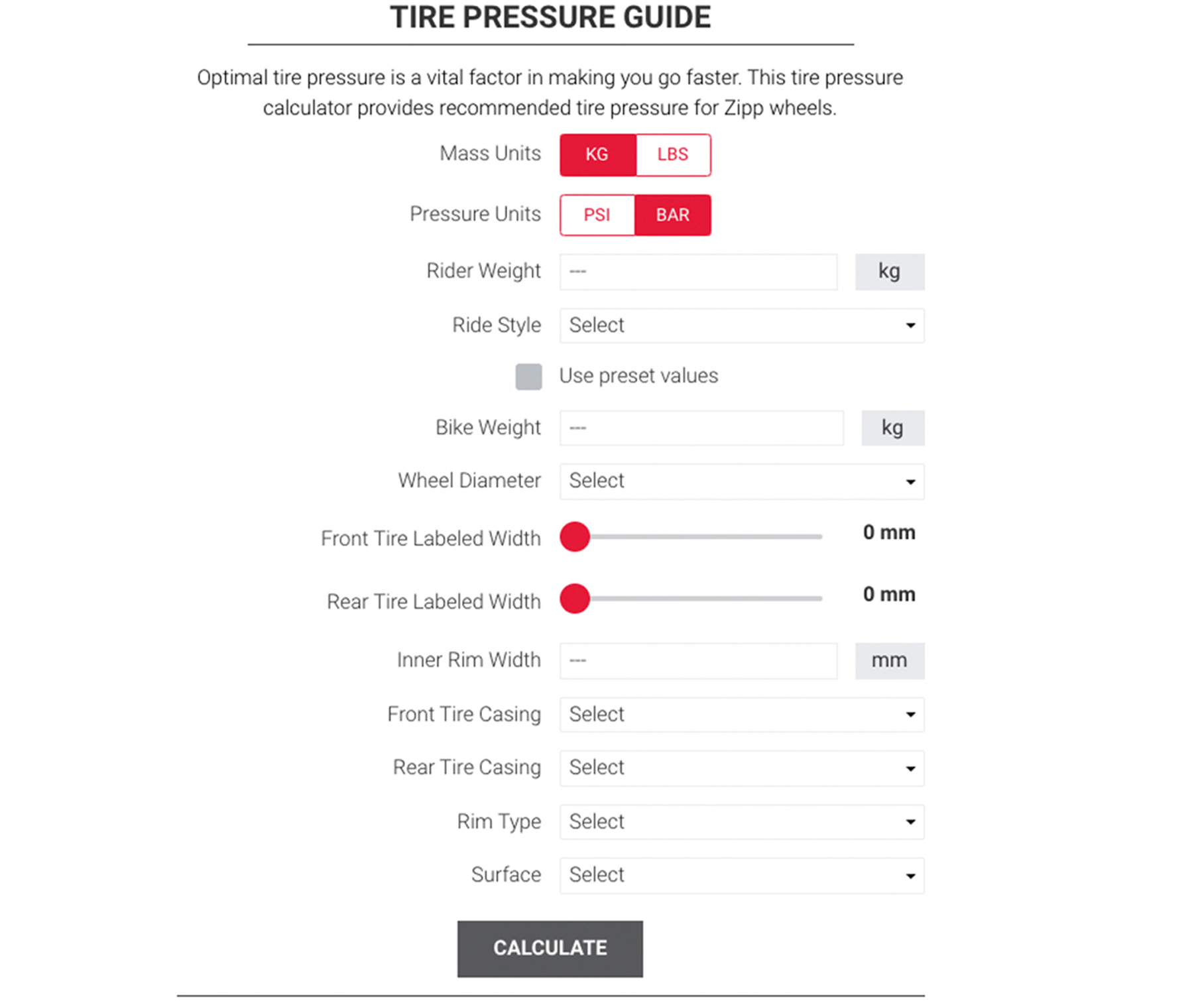 Sram tire pressure clearance sensor