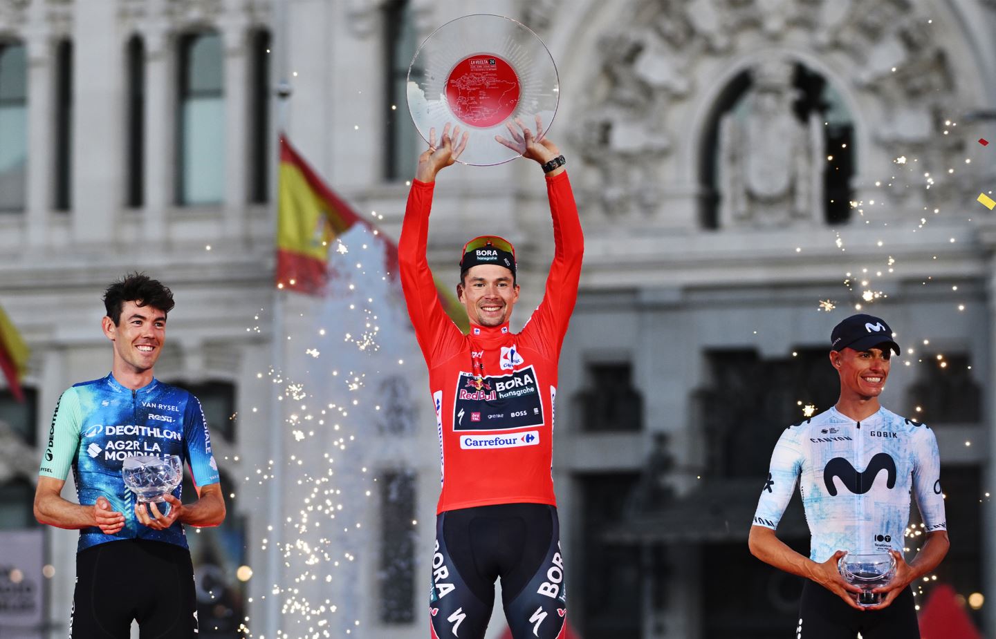 Enric Mas finished third overall on La Vuelta podium.