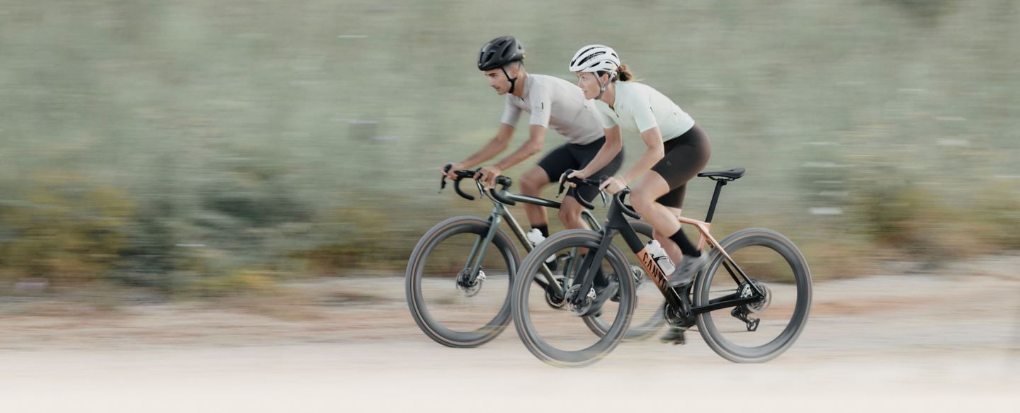 Two riders riding Gravel Bikes with SRAM RED AXS XPLR